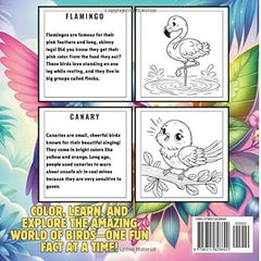 Birds Coloring Book with Fun Facts for Kids: Creative Bird Coloring Adventures Filled with Learning and Fun