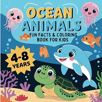 Ocean Animals Fun Facts Coloring Book for Kids: Creative Sea Life Adventures Filled with Learning and Fun